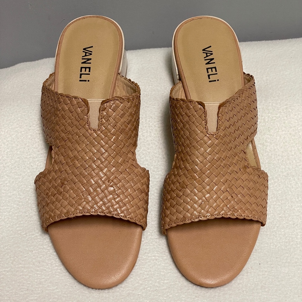 Vaneli Maje Woven Slip On Sandals, Womens, 8N, Leather, New